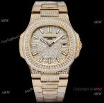 Grade 1 Copy Patek Philippe Nautilus 5711 Pave Diamond Watch Gold Case